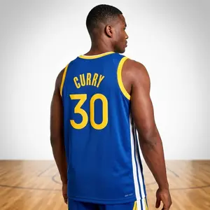 Men's Blue Basketball Jersey - Curry #30 | Yellow & White Athletic Mesh Tank Top
