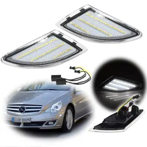 2pcs Clear Lens White Full LED Side Marker lamps Lights For 2006 2007 2008 2009 2010 Mercedes W251 R-Class,Replace OEM A 251 820 02 21, A2518200121, 251 820 02 21, 2518200221, A 251 820 01 21, 251 820 01 21, 2518200121