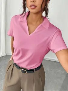 Women's Sporty Polo Shirt, Moisture-Wicking Breathable Comfort Short Sleeve Top, Ideal for Golf Baseball Tennis, All Seasons Wear