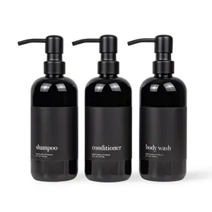 Manhattan Collection Black Minimalist Shower and Soap Dispenser Bottles
