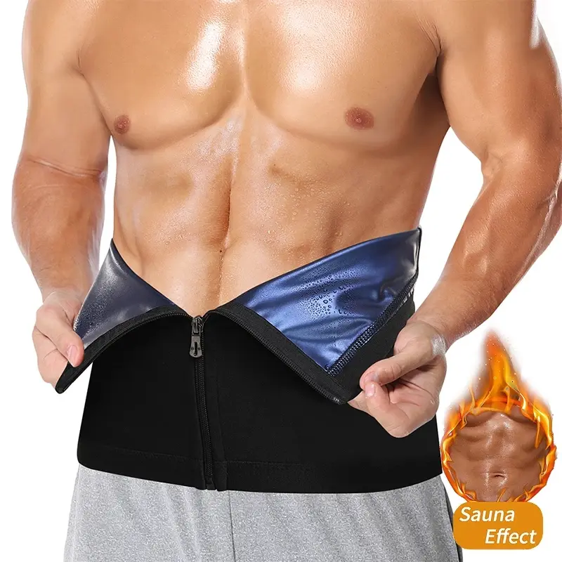 Men's Waist Trainer Trimmer Sauna Belt - 1/2/3/4 Pack, Elastic Sport Band, Free-Move Corset, Wider Belt Covers More Area, Spandex & Athleisure Design, Zipper Closure, Lightweight Solid Shapewear for Gym, Sports