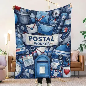 1pc Postal Worker Flannel Fleece Blanket Soft Cozy All Seasons Use 50x60 inches Dinosaur Pattern Figure Print Home Office Travel Gift