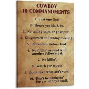 Cowboy Ten Commandments Quote Poster Cowboy Code Poster (1) Canvas Wall Art Posters Used For Room Aesthetics And Decor Prints Home Decor Modern Decoration24x36inch(60x90cm)