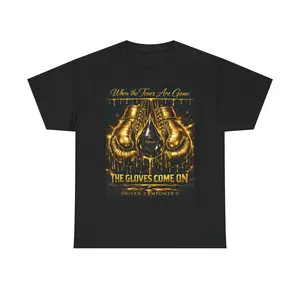 Gold Boxing Gloves Tee | The Gloves Come On motivational boxing shirt
