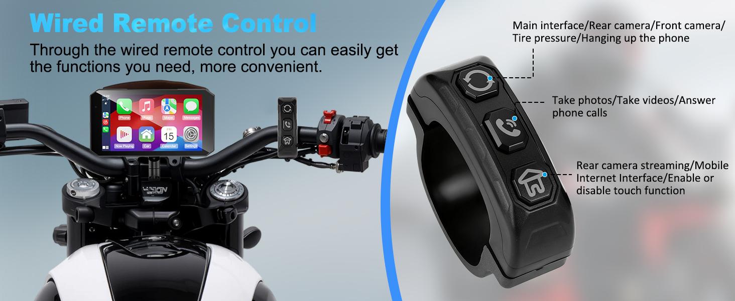 HURRA Motorcycle Carplay Android Auto with 5.5" Waterproof Touchscreen, TPMS, Millimeter Wave Radar, GPS Navigation,Dual 2K Dash Cam,BT,Real-time Alerts,OTA Updates,Quick Release Anti-Theft Mount