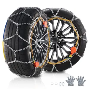 fathersdaygift VEVOR Auto Tightening Snow Chains, Diamond Mesh Traction Wheel Chains for Anti-slip, Manganese Alloy Steel Emergency Tire Chains for Cars, Pickups, SUVs, and Trucks (Set of 2)