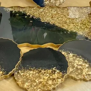 Black & Gold Elegant epoxy tray&coaster set