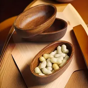 Four-piece Japanese-style boat-shaped sushi platter, stylish wooden handmade, durable and easy to clean, non-contact kitchen utensil, suitable for serving fruits, nuts, and desserts