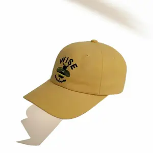 Wise Logo hats, adjustable yellow caps