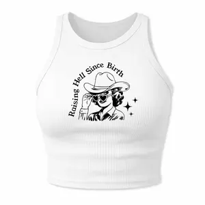 Raising Hell Cropped Tank Unhinged Y2K Slogan Womenswear, Coquette Sarcastic Baby Tee Sleeveless Shirts, Casual Streetwear Grunge Outfit