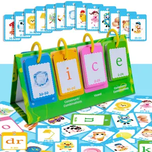 CVC Word Flip Charts Double-Sided Desktop Chart Card Set 119 Pcs - Interactive Spelling Game, Word Building Play Toys, Boosts Kids Literacy for Classroom & Home Use Educational Spelling Game