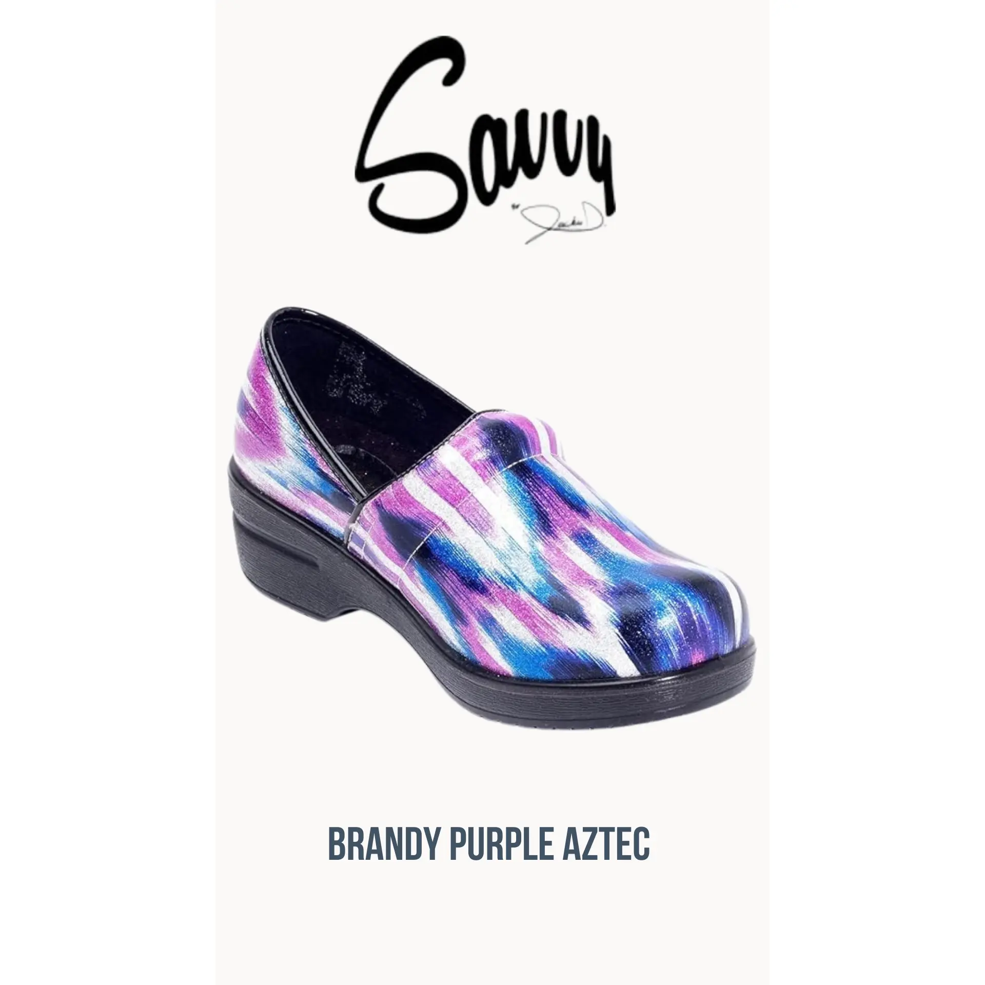 Savvy Brandy Nursing Shoe in Purple Aztec Savvy Brandy Nursing Shoe in Purple Aztec
