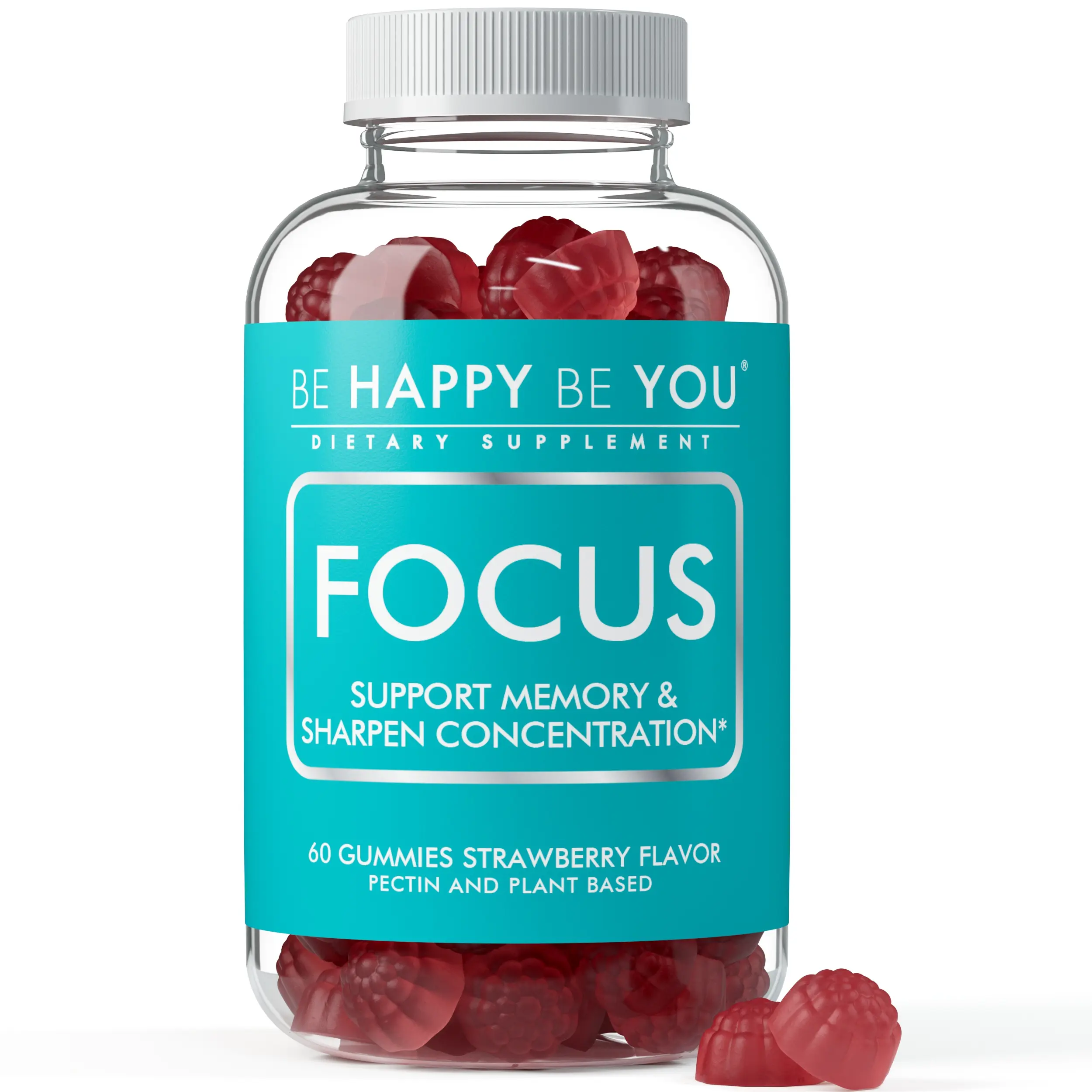 Be Happy Be You Focus & Memory Support Gummies – Nootropic Blend with Phosphatidylserine & NAD+, 60 Count Strawberry Flavor