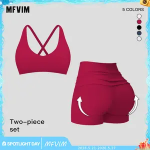 MFVIM Women’s Summer Yoga Outfit Set – Cross-Back Design for a Beautiful Back, Outdoor Sports & Fitness Wear