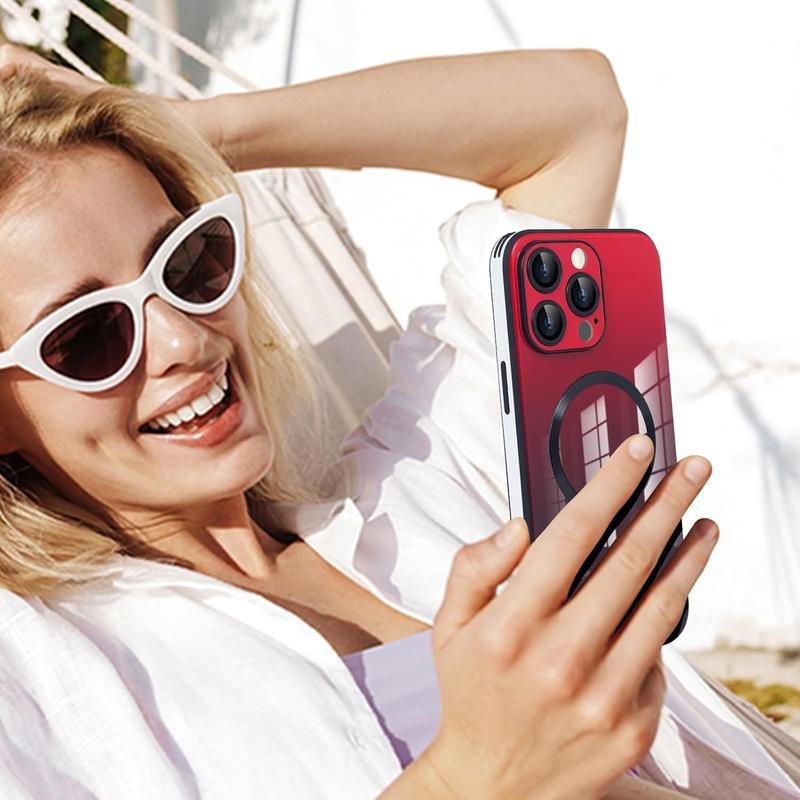 ROTUNOE Case for iPhone 16 Pro Max 15 14 13 12 11 Pro Max Case, Support for Magsafe, Magnetic Wireless Charger Case, Gradient Glass Back Cover with Full Camera Lens Protector Cover