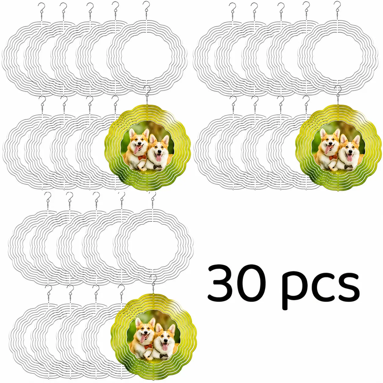 30Packs USA Warehouse Blank 10in Double Side Sublimation Aluminum Blanks Wind Spinners Gifts for Christmas 10in Aluminum Hanging Wind Spinner Blanks Sublimation Wind Spinner 10in Sublimation Wind Spinner for Garden Yard for Outdoor