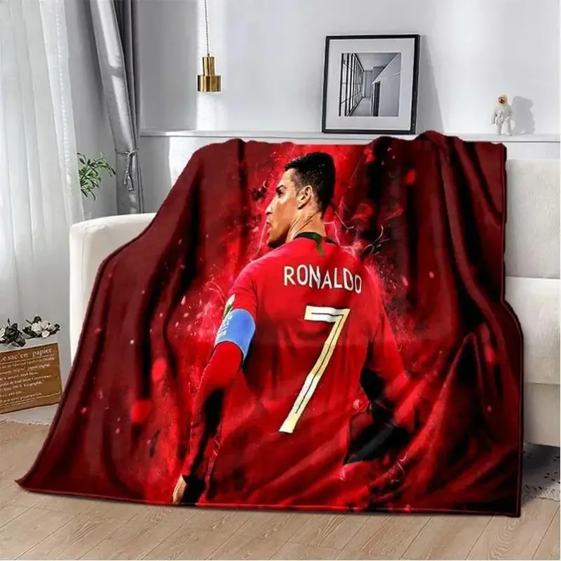 3D Print Football Star CR7 Soft Plush Blanket, Flannel Blanket Throw Blanket For Living Room Bedroom Bed Sofa Picnic Cover,Gift For Men & Women & Kids