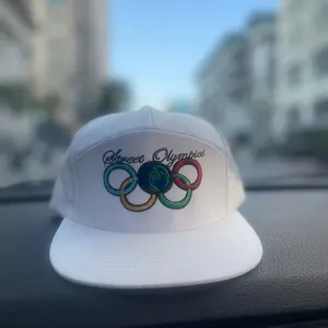 Street Olympics White Hat with Colorful Rings Design