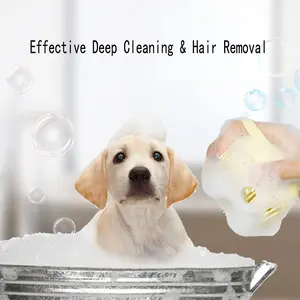 Silicone Pet Bath Massage Brush, Dog & Cat Shower Scrubber, Gentle Grooming Cleaning Tool, Lathering Function, Soft Bristles