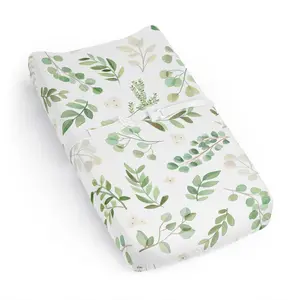 Sweet Jojo Designs Green Boho Floral Leaf Boy Girl Gender Neutral Unisex Baby Changing Pad Cover Sheet Infant Newborn Diaper Change Mat Cover Sage White Bohemian Watercolor Botanical Flower Woodland