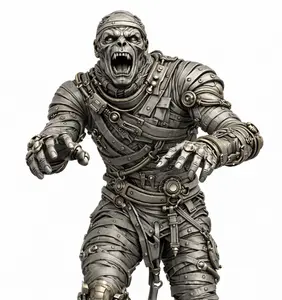 Steampunk Mummy Figurine - Precision 3D Printed Collectible with Industrial Accents & Layered Bandage Textures for Horror & Steampunk Enthusiasts