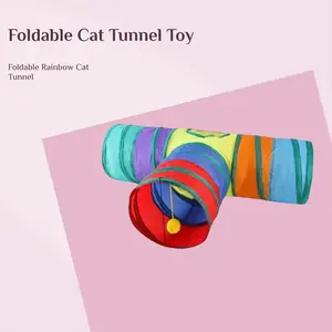 Pet Cat Tunnel Rainbow Interactive Drill Bucket Foldable Cat Toy, Fun and Engaging Plaything for Cats, Ideal for Indoor Use