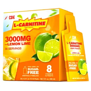 CDE L-Carnitine Liquid 3000 mg Supplement with Green Tea Extract & Taurine - Energy & Muscle Recovery Support - 30 Liquid Packs