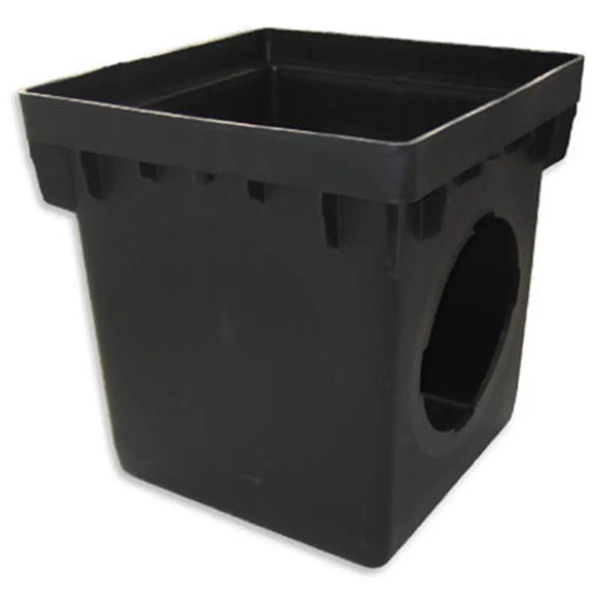 212 MAIN Plastic NDS 1200 12 x 12 in. Double Catch Basin with 2 Openings - Black, Two Openings