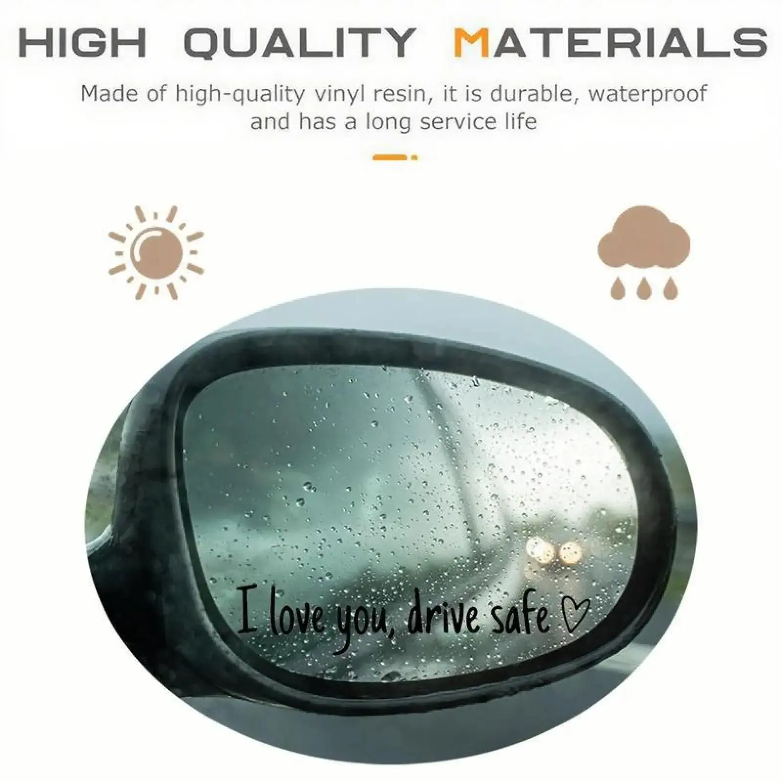 I Love You Car Mirror Decal - Waterproof Automotive Exterior Sticker for Safe Driving Reminder