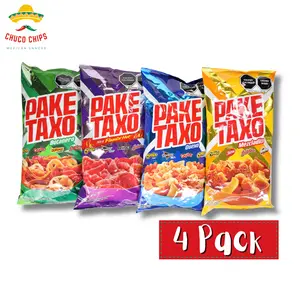 PakeTaxo 4 Pack Bundle | Xtra Flamin Hot, Botanero, Quexo, Mezcladito | PakeTaxo Mexican Chips | Mexican Chips & Snacks by Chuco Chips