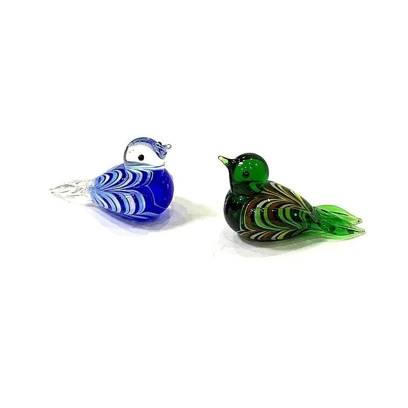 Miniature Bird Shape Glass Figurine - 4cm Cute Indoor Glass Animal Ornament, Bonsai Decor, Home Desk Accessory for Kids Holiday Gifting