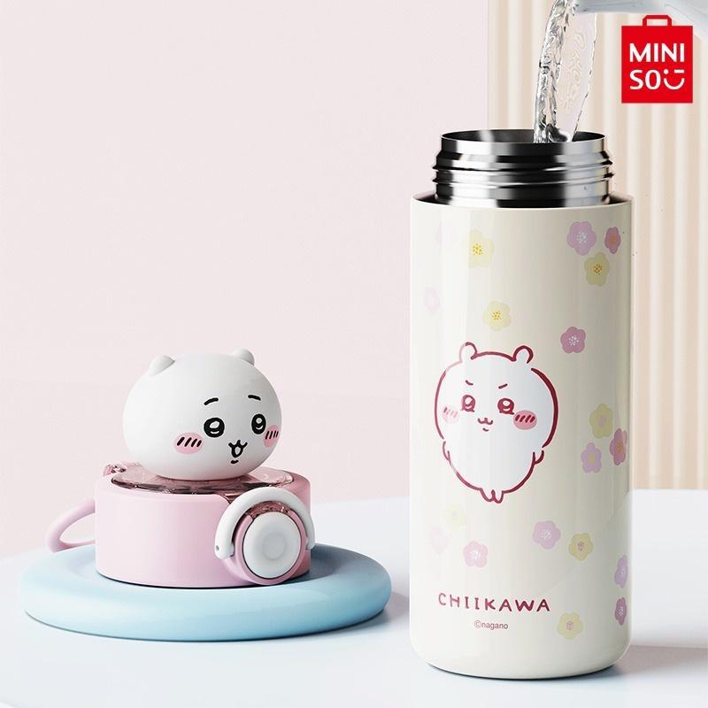 [Mothers' Day Gift]MINISO Chiikawa Pop-Top Insulated Tumbler – 15.2 fl oz,  Cute Leak-Proof Design, Perfect for Home, Office, Campus & On-the-Go, Idal Birthday Gift for Fans, Friends & Kids Drinkware Flasks Portable Bottled Water Bottles Cover Mug