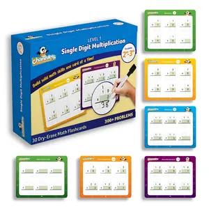Channie’s Single Digit Beginning Multiplication Flash Cards, 30 Double-Sided Dry Erase Educational Math Flashcards