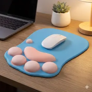 Ergonomic Gel Mouse Pad with Soft Cat Paw Design - Cushion Wrist Support for Gaming, Office & PC Use on Laptop or Desktop. Anti-Slip & Durable, Enhances Workspace Comfort & Relieves Pressure. Desktop Accessory