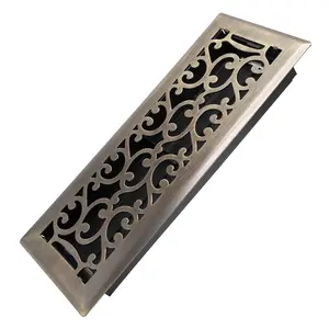4x12 Inches Heavy Duty Walkable Floor Register - Easy Adjust Air Supply Lever Decorative Floor Vent Covers - Savannah Design Vent Covers for Home