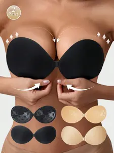 2 Pairs Women's Invisible Bra Stickers, sticky bra ，push up bra，Self-Adhesive No Strap Push-Up Underwire Free Wireless Bra, Suitable for Backless Dresses and Wedding Bras strapless bra boomba sticky pads lingerie