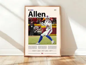 Josh Allen poster, football poster, sports poster, soccer poster, wall art, sports bedroom posters