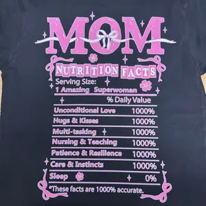 Mom Facts Black Shirt - Womenswear Top with "MOM" Design and Nutrition Facts, 1 Amazing Superwoman Value