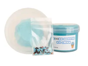 Cookie Monster Ice Cream DIY 8 oz Butter Fluff Icee with Scented Ice Cream Scoop Clay Piece & Bag of Sprinkles Non Edible