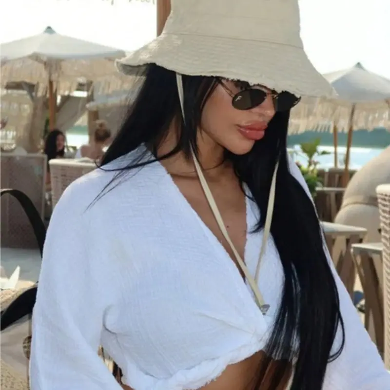 Women's Drawstring Fisherman Hat, Adjustable Windproof Band, Vintage Style, Soft Fabric, Sun Protection, Stylish Hat, Fashionable for Travel, Beach, Vacation, Daily Use
