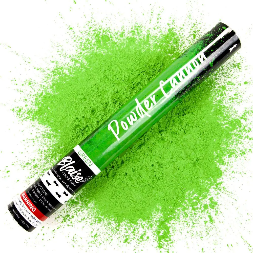 16-in Long Biodegradable Green Powder Confetti Popper, 2-in Diameter Outdoor-Only Party Spray, Shoots Up to 20 ft, Disappears in Wind, Festive Party Decor Supplies