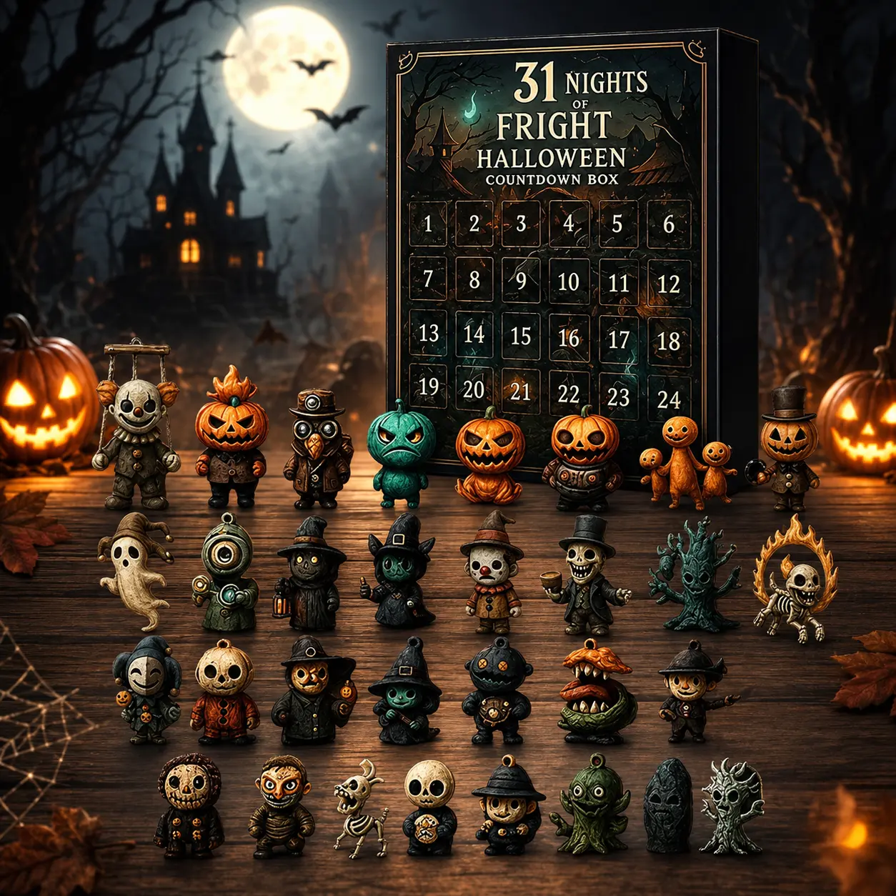 2026 Halloween Countdown Advent Calendar Gift Box - 31 Nights of Fright Blindbags Surprise Set, Scary Doll Collectible Minifigures, Hanging Charms, Mini Decorations, Festive Horror Vibe Gift for Horror Lovers with Daily Halloween Surprise