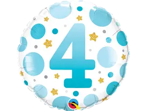 Round Age 4 Blue Dots Balloon