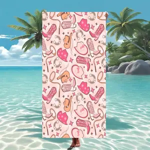 1pc aesthetic, extra-large, multi-functional outdoor towel, beach towel, with cowboy boot pattern, soft and absorbent, quick-drying bath towel, windproof and sunblock, suitable for home, beach, party, and travel