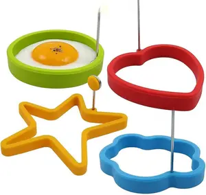 Silicone Egg Rings Set - Nonstick Ring Pops and Pancake Moulds for Perfect Egg Frying, Pancakes, Omelettes, Sandwiches, and More - Round, Heart, Flower, and Star Shapes for Creative Breakfasts