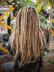 Blonde Straight Human Hair Loc Extensions-Bundle of 10