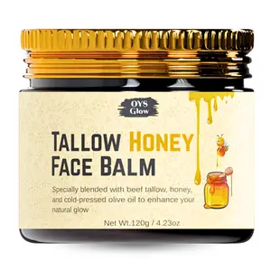 Tallow & Honey Face Balm, Grass Fed Beef Tallow Face Moisturizer, Natural Tallow Skin Care Cream Body Butter Soft, Smooth Skin