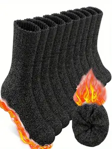 Men's Warm Sports Athletic Socks 5 Pairs Sock Set, Extreme Cold Weather -40°c/-40°f, Heavyweight Knit Winter Socks, Elastic Openings, Us Size 7-13, Outdoor Activities