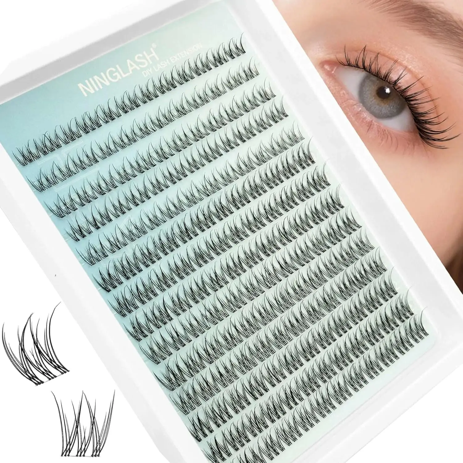 Natural Lash Clusters Wispy Eyelash Cluster 8-12mm Short Lash Clusters Natural Look C Curl Lash Extensions Clear Band 168pcs DIY Eyelash Extension