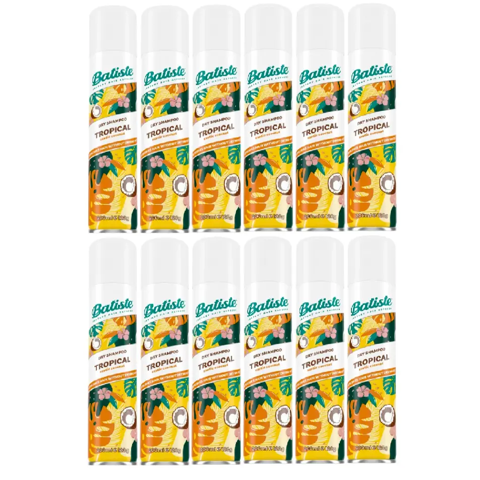Batiste Dry Shampoo - 12 Pack, 3.81 oz Tropical Exotic Coconut Scented Haircare with Peach Fragrance & Refreshing Aroma, Keratin